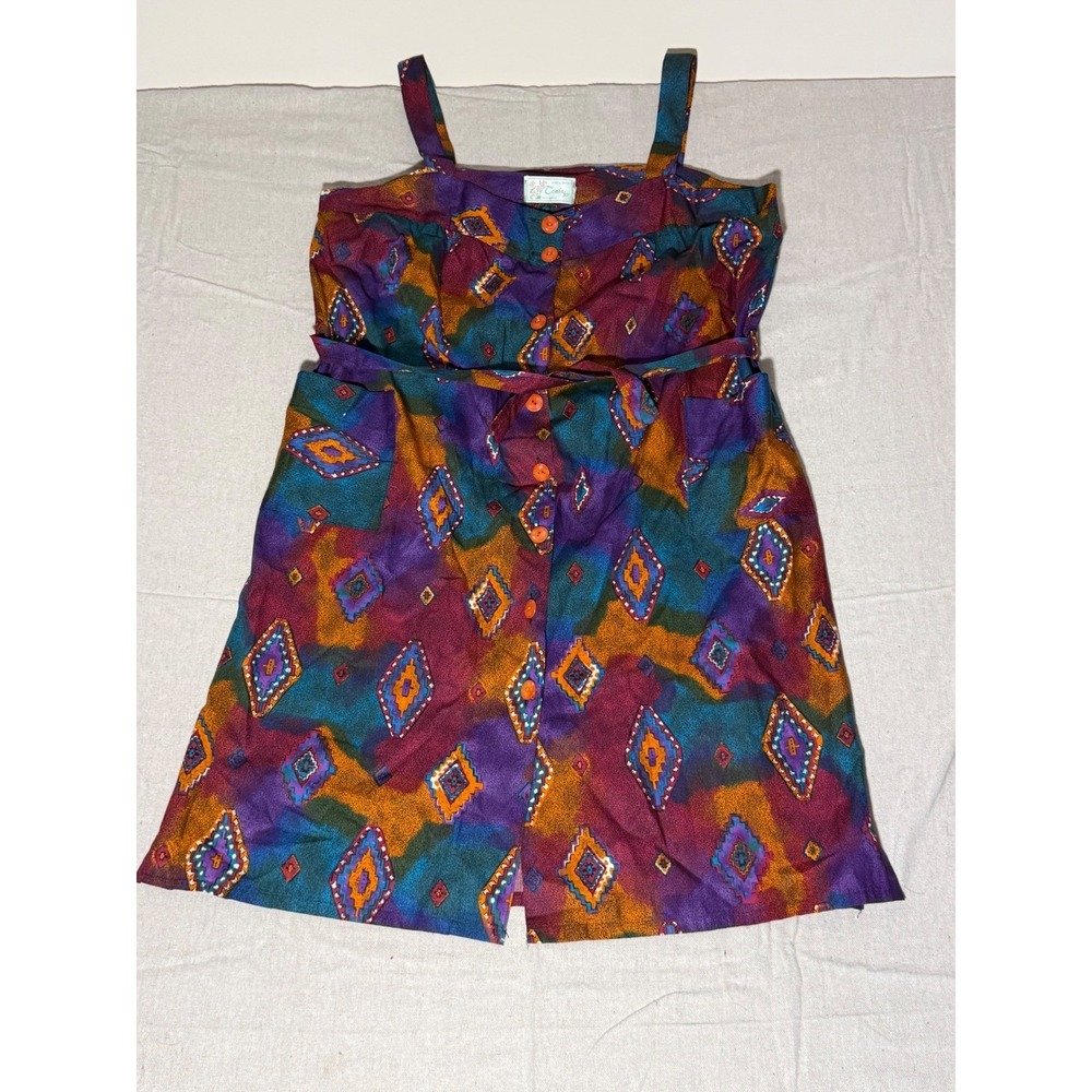 Vintage Conia for Pret a Porter Italy Geometric Diamond Button Front Dress XL